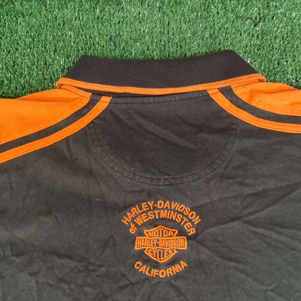 Vintage Y2K Harley Davidson Rugby Polo Punk Biker Logo Shirt - Picture 7 of 7